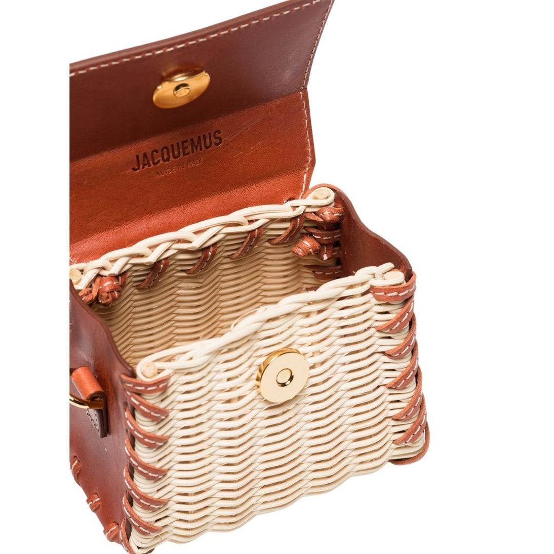 Leather and Rattan Chiquito Mini-Bag in Brown