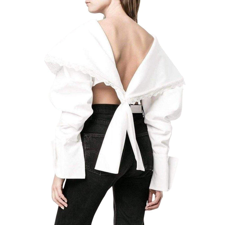 Puff Sleeved Large Front Overlay Top