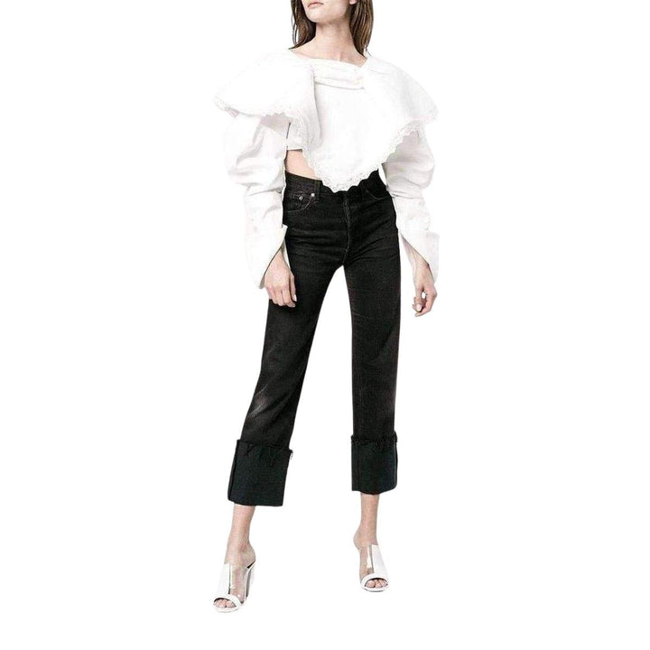 Puff Sleeved Large Front Overlay Top