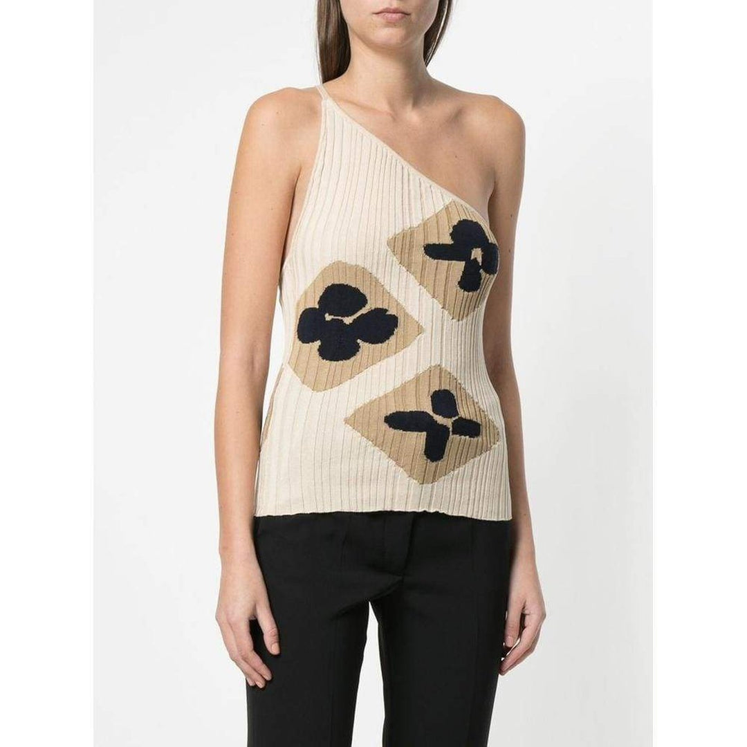 Rib Knit One Shoulder La Maille Caldu Top