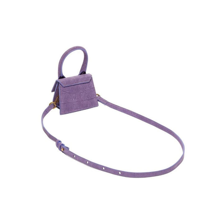 Small Le Chiquito Croc-effect Suede Leather Bag