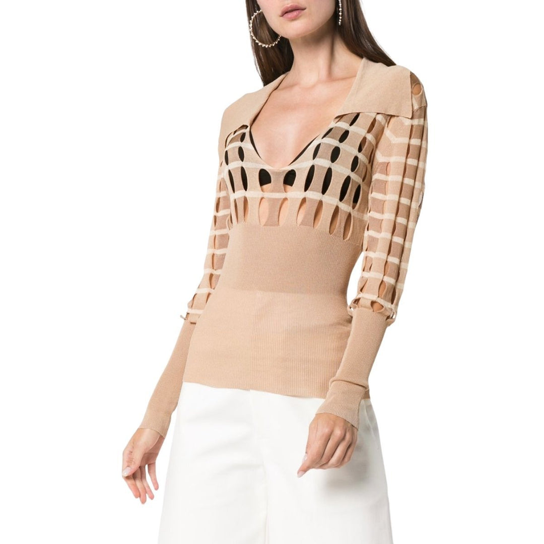 V neck Polo Cut-out Sweater