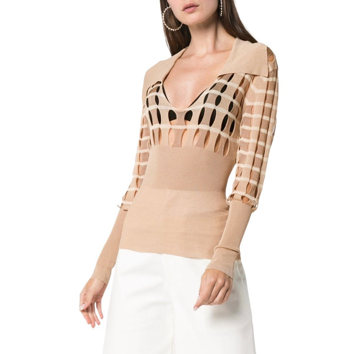 V neck Polo Cut-out Sweater