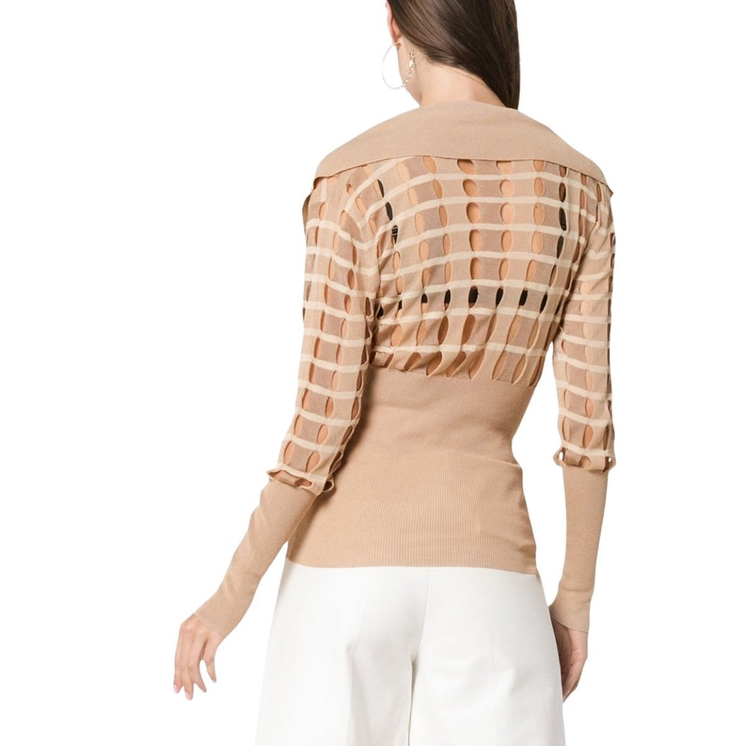 V neck Polo Cut-out Sweater