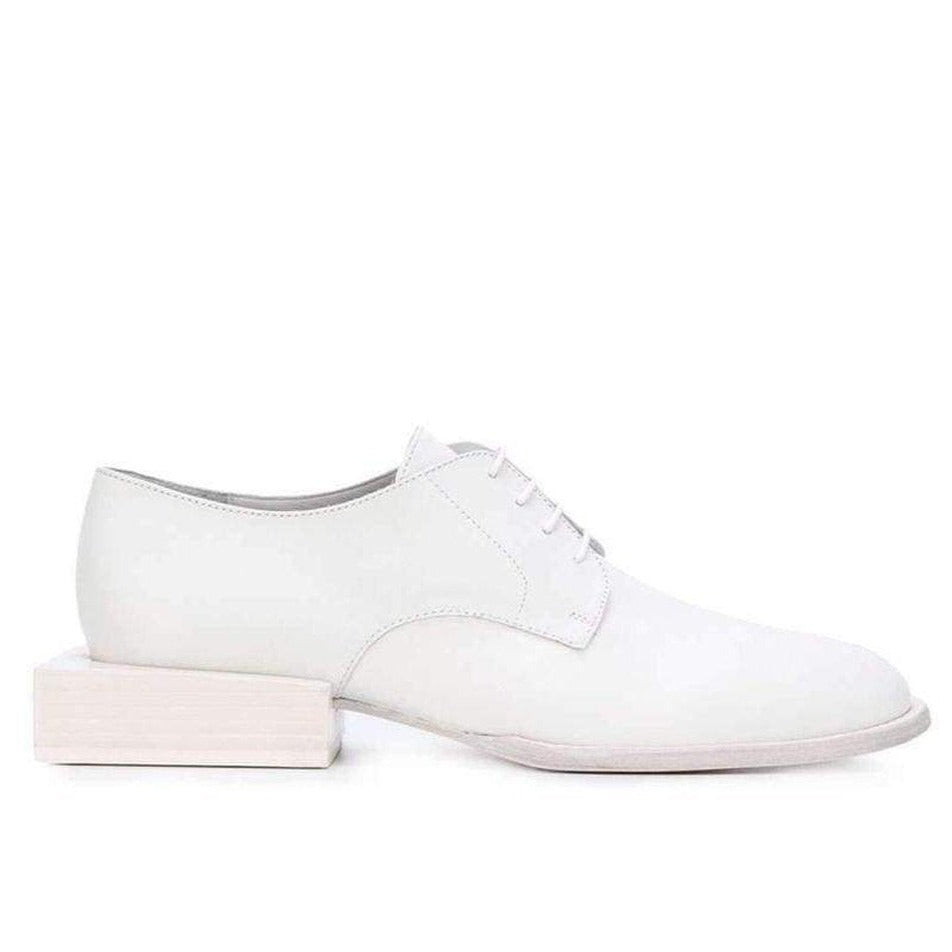 White Clown Derbys Leather Oxford Shoes