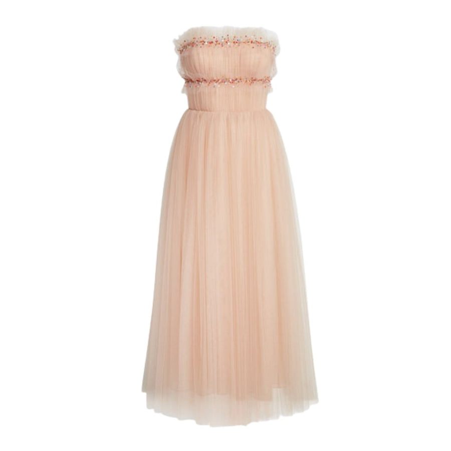 Jason Wu-Strapless Ruched Tulle Midi Cocktail Dress - Runway Catalog