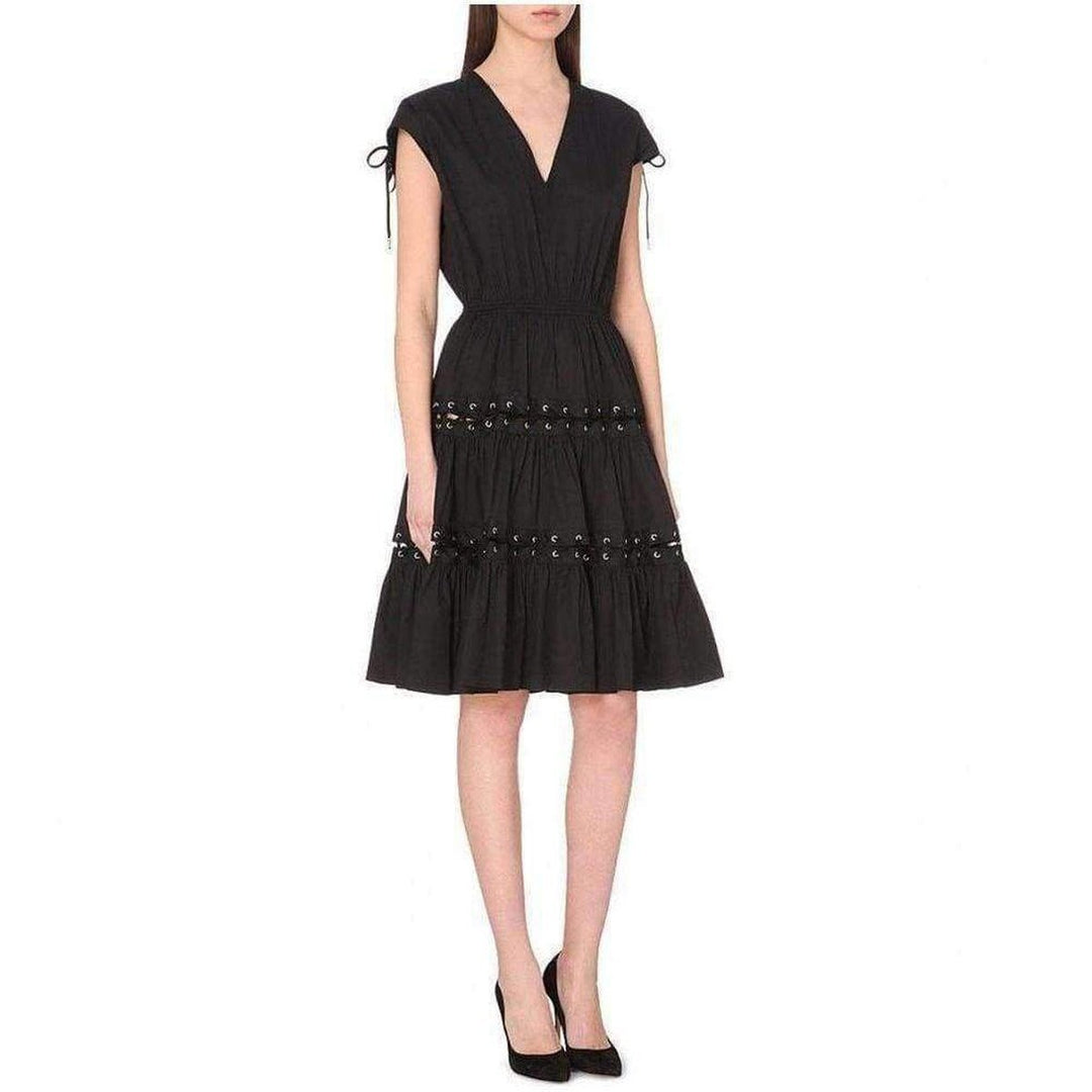 Jean Paul Gaultier-Lace Up Panel Black Cotton Dress - Runway Catalog