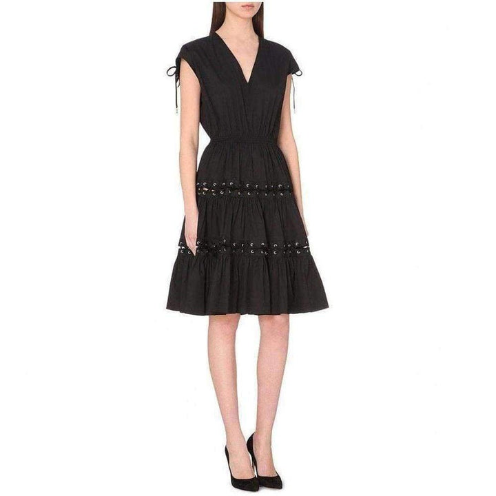 Jean Paul Gaultier-Lace Up Panel Black Cotton Dress - Runway Catalog
