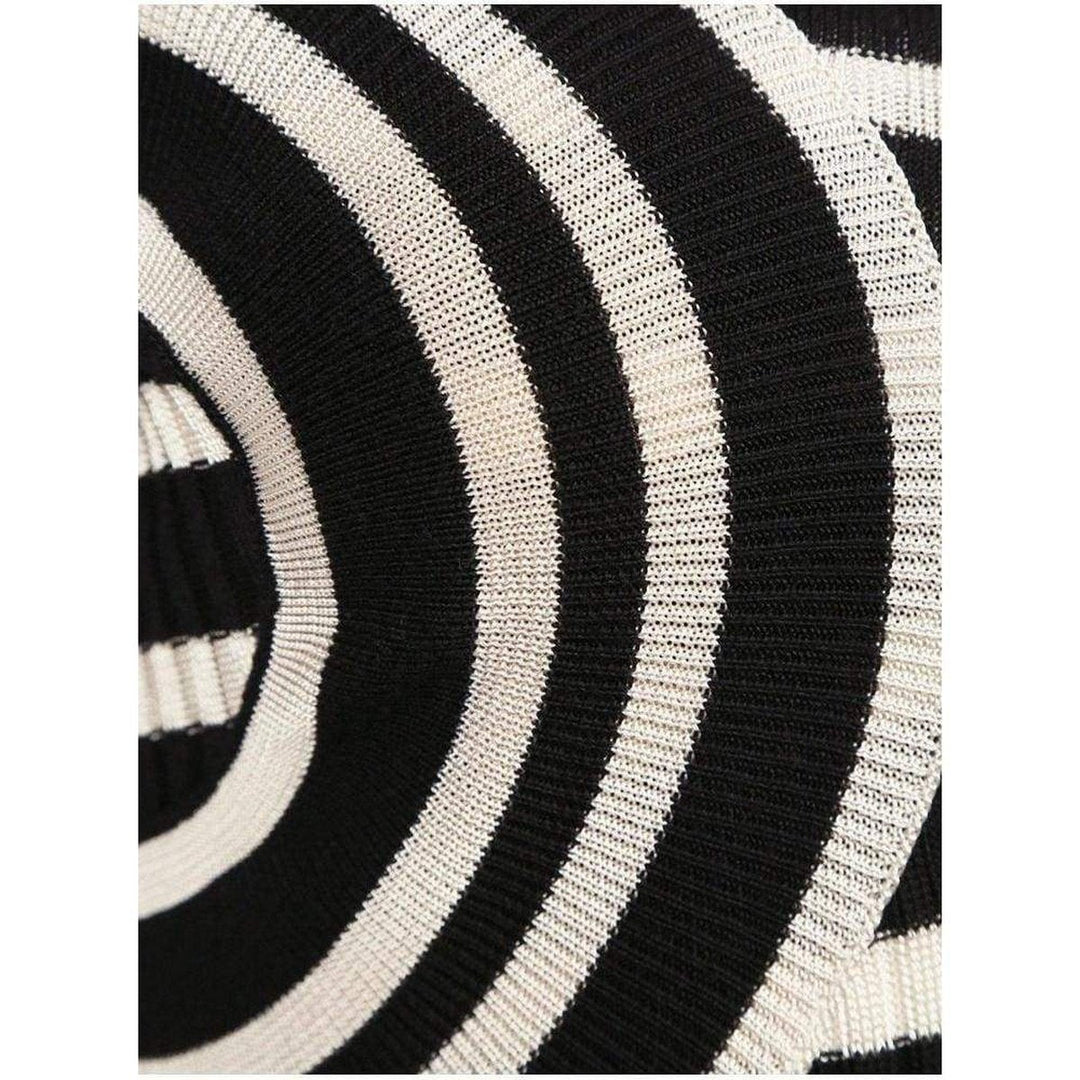 Mixed Wool Striped Optical Illusion Dress