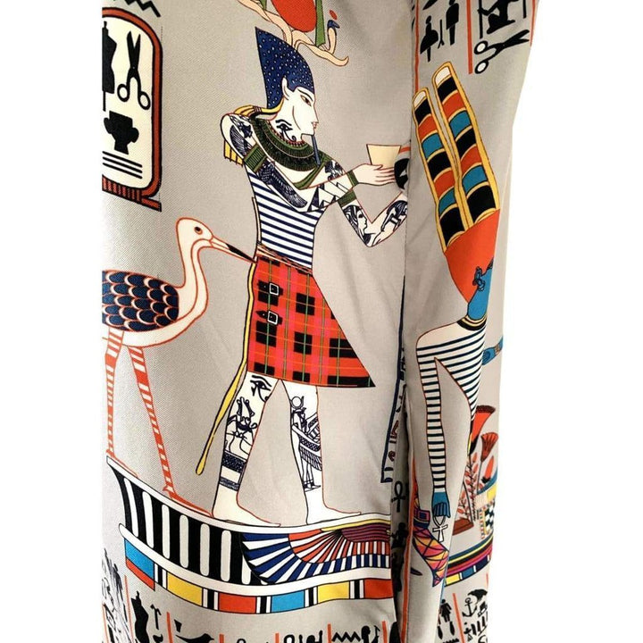 Oversized Egyptian Print Silk dress