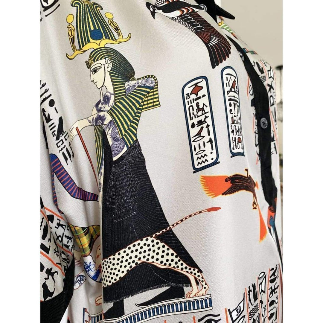 Oversized Egyptian Print Silk dress