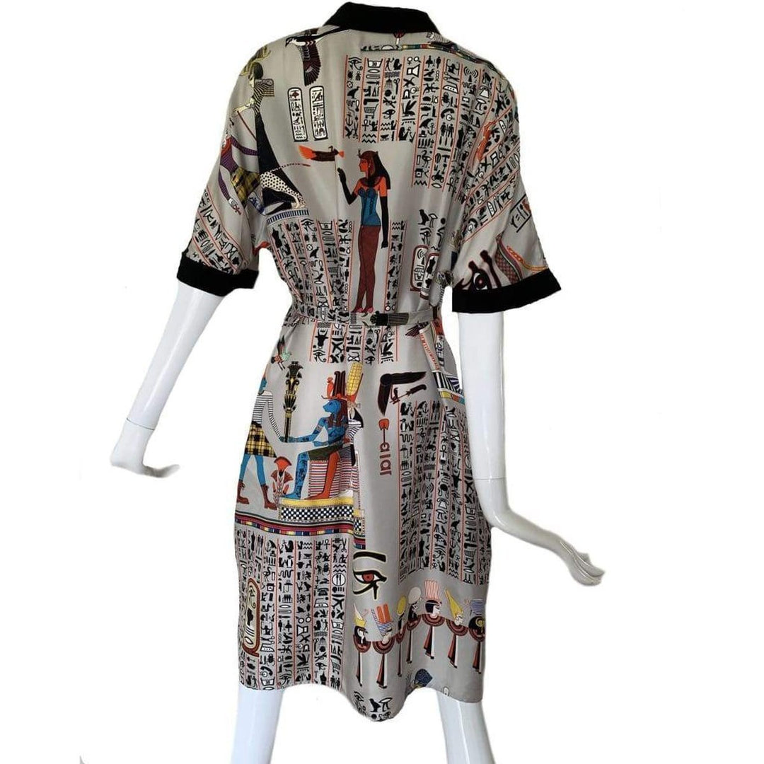 Oversized Egyptian Print Silk dress