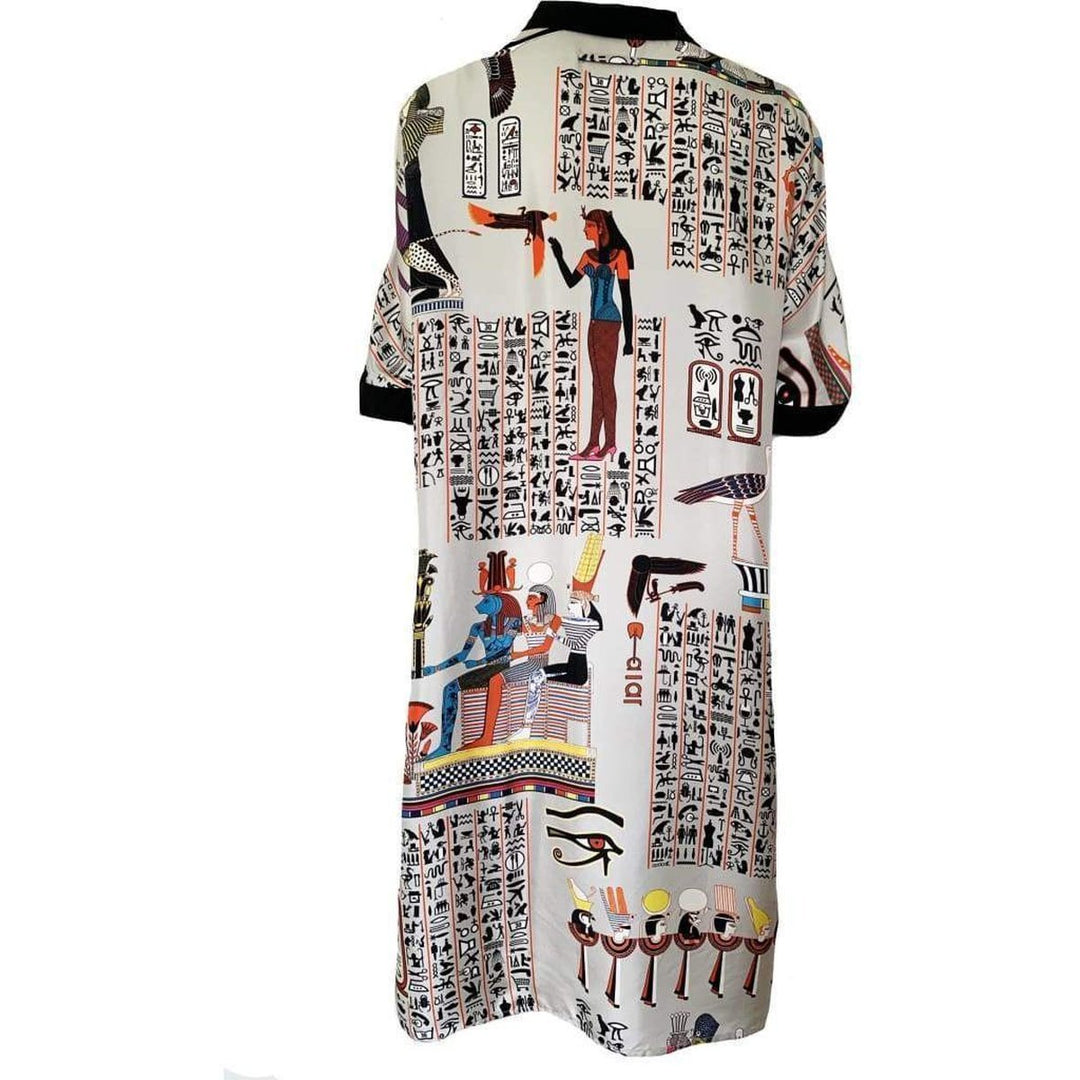 Oversized Egyptian Print Silk dress