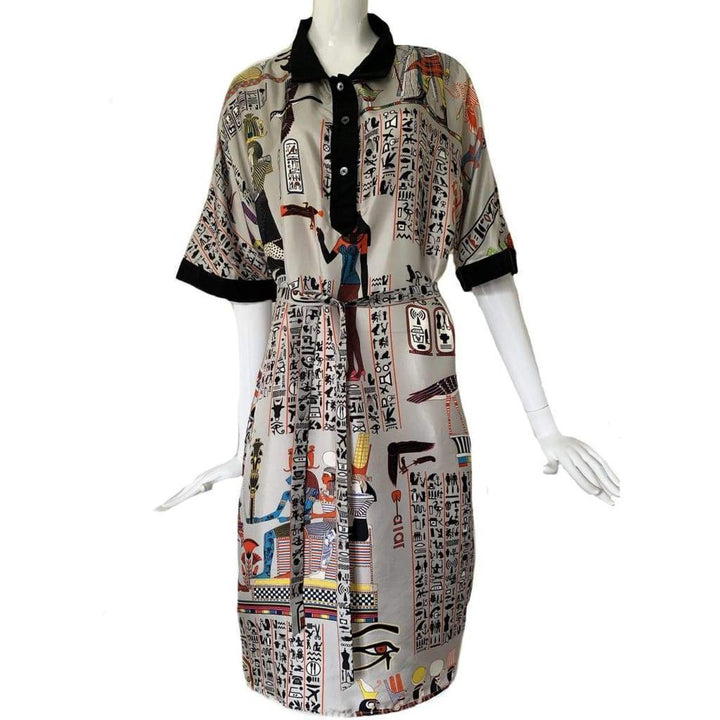 Oversized Egyptian Print Silk dress