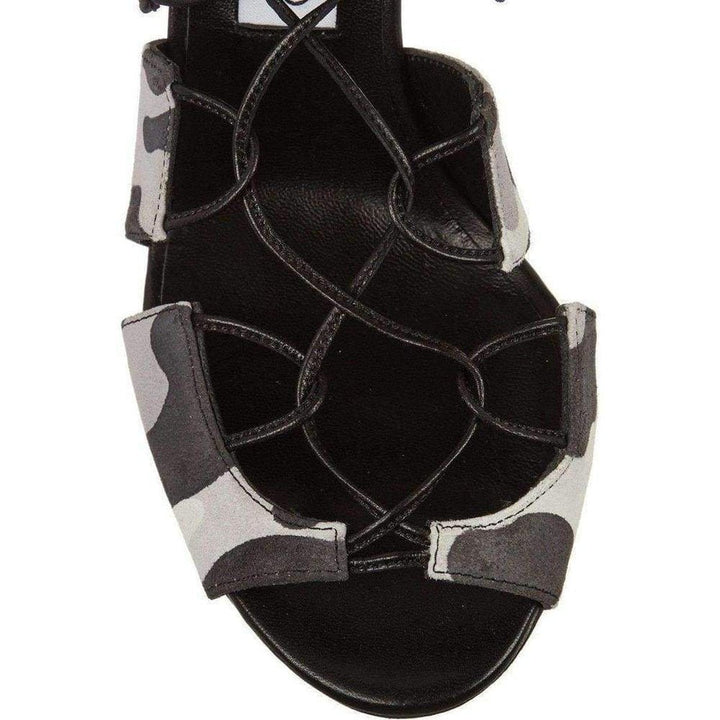 Black Myrtle 100 Camouflage Print Nubuck Sandals
