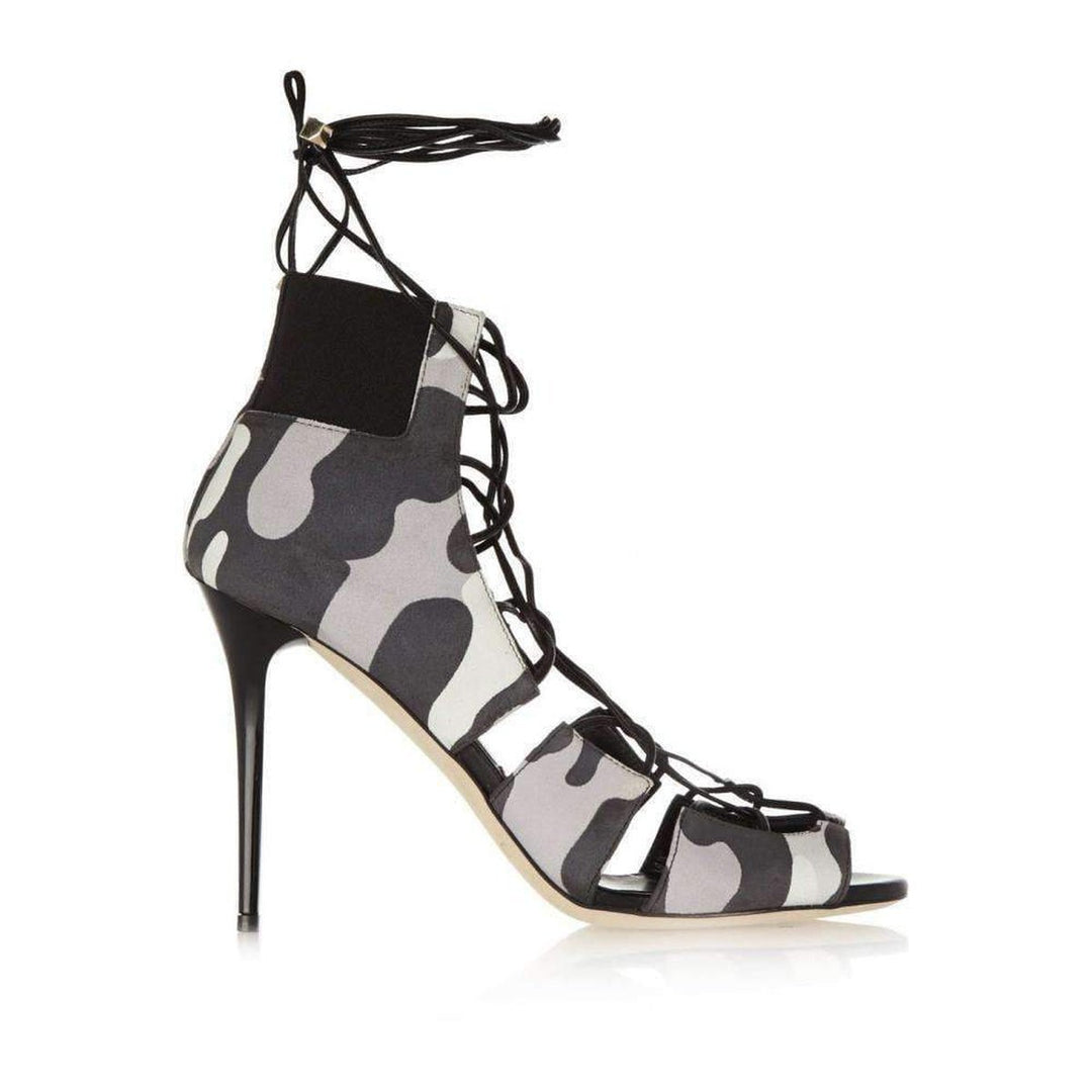 Black Myrtle 100 Camouflage Print Nubuck Sandals