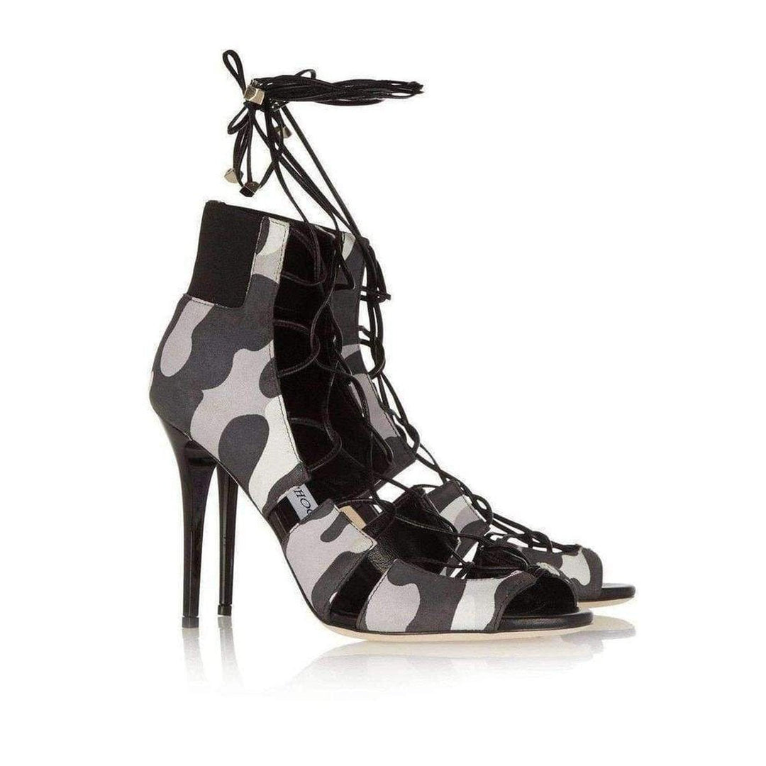 Black Myrtle 100 Camouflage Print Nubuck Sandals
