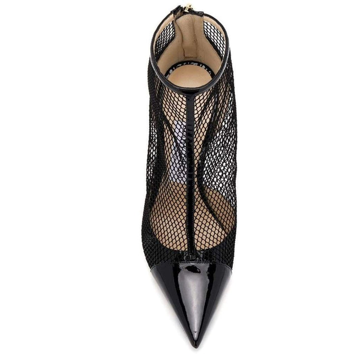 Kix 100 Fishnet and Patent-Leather Ankle Boots