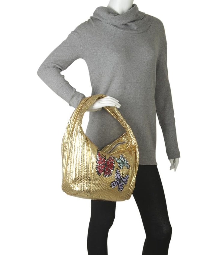 Jocasi Gold Snakeskin Hobo