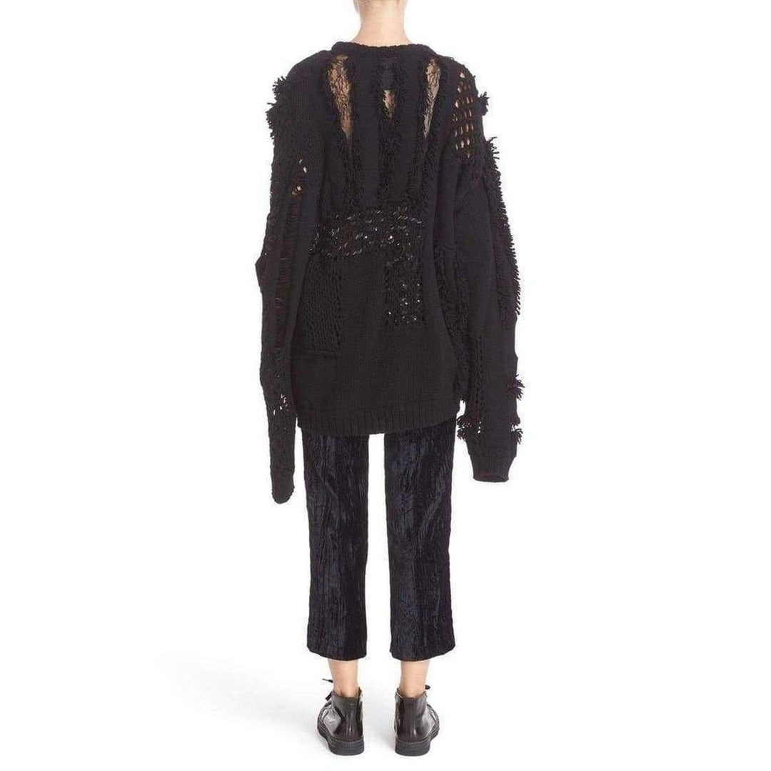 Koché Embellished Open Knit Wool Blend Sweater
