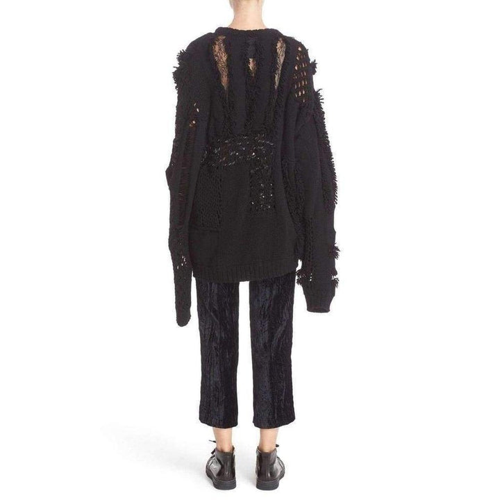 Koché Embellished Open Knit Wool Blend Sweater