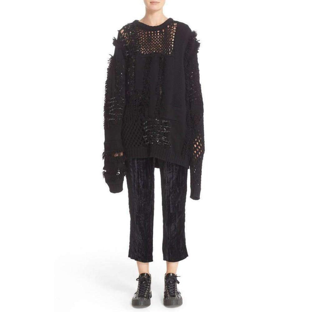 Koché by Maison Lemarié-Koché Embellished Open Knit Wool Blend Sweater - Runway Catalog