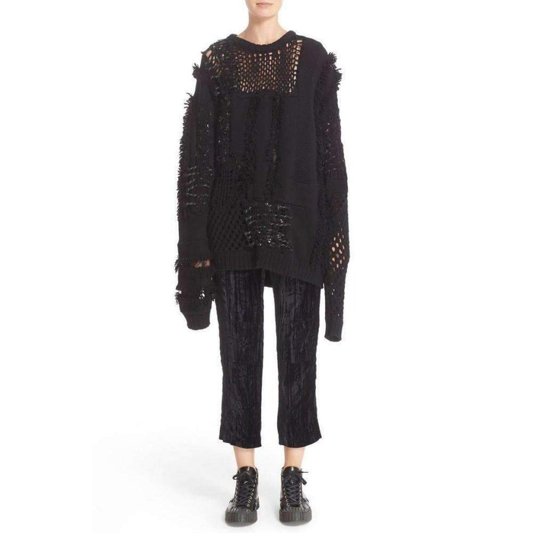 Koché by Maison Lemarié-Koché Embellished Open Knit Wool Blend Sweater - Runway Catalog