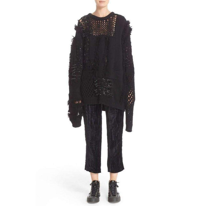 Koché by Maison Lemarié-Koché Embellished Open Knit Wool Blend Sweater - Runway Catalog