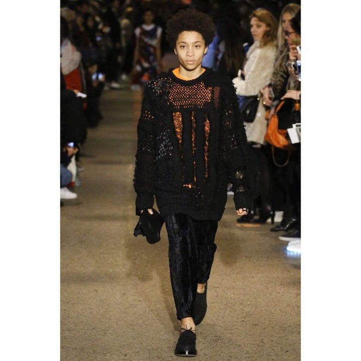 Koché Embellished Open Knit Wool Blend Sweater