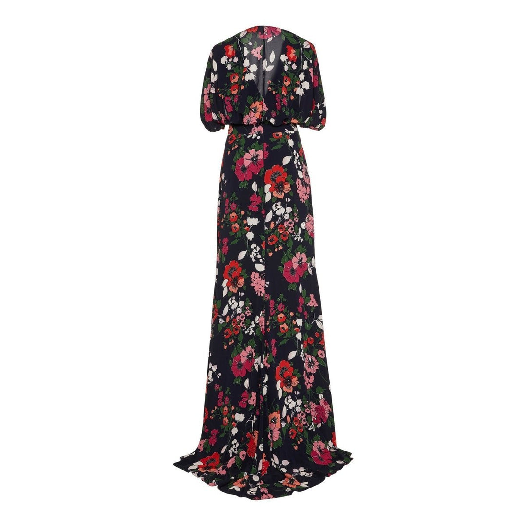 Floral Printed Georgette V-Neck Gown