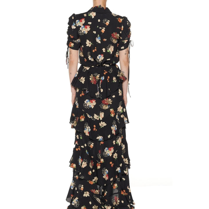 Nina Simone Floral Ruffle Silk Skirt