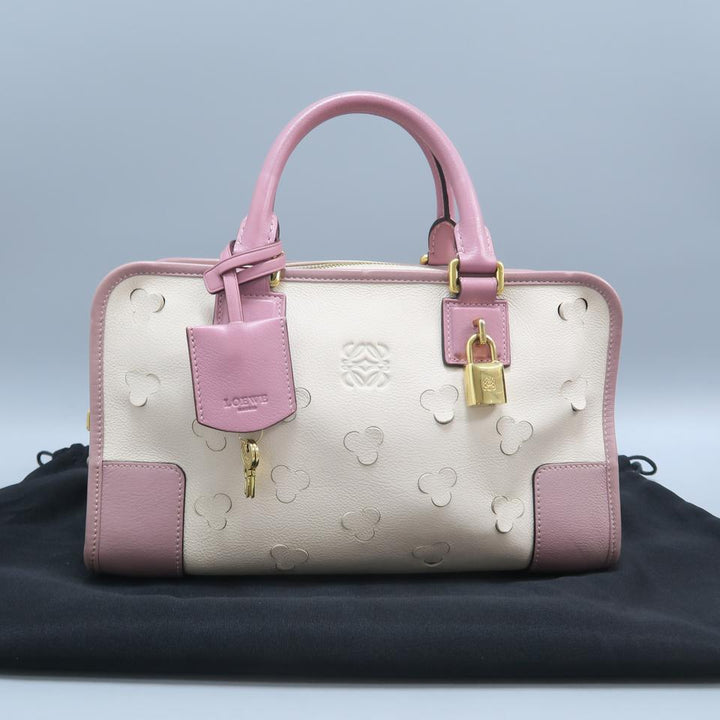 Loewe Cutout Amazona Rose &cream Calfskin Leather Tote