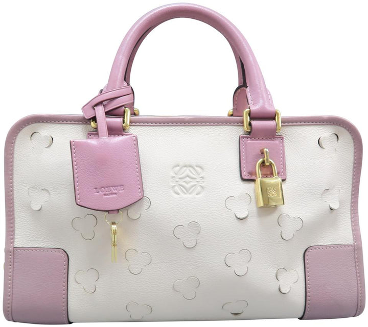 Loewe Cutout Amazona Rose &cream Calfskin Leather Tote