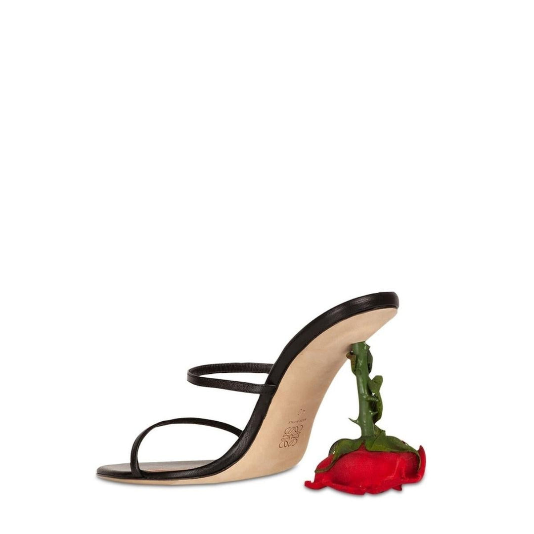 Rose Heel Leather Mules