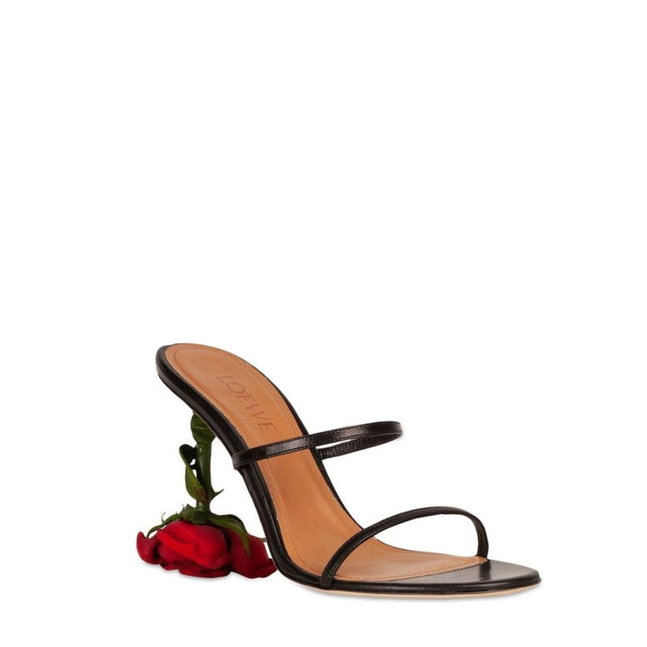 Rose Heel Leather Mules