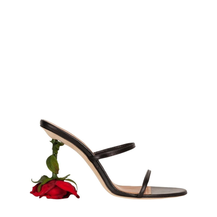 Loewe-Rose Heel Leather Mules - Runway Catalog