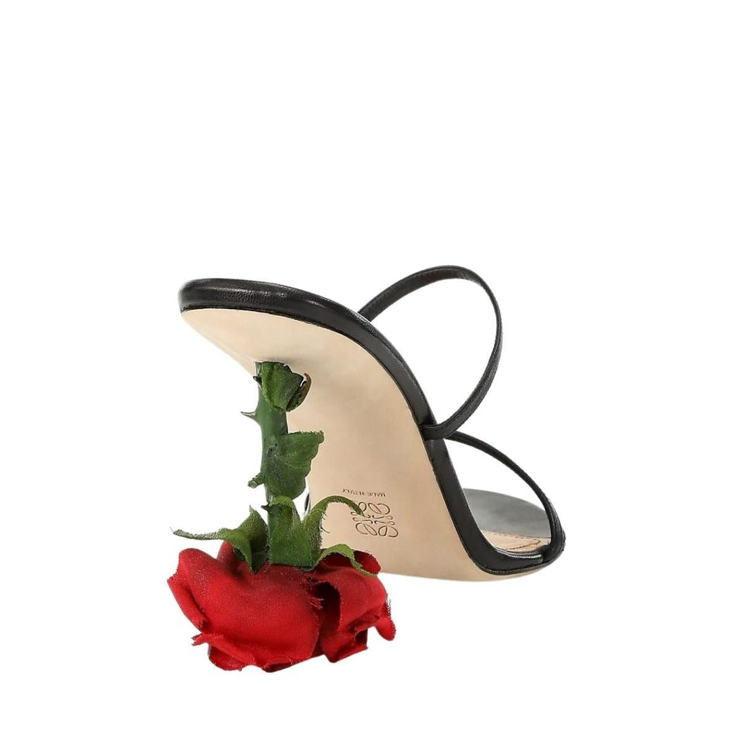 Rose Heel Leather Mules