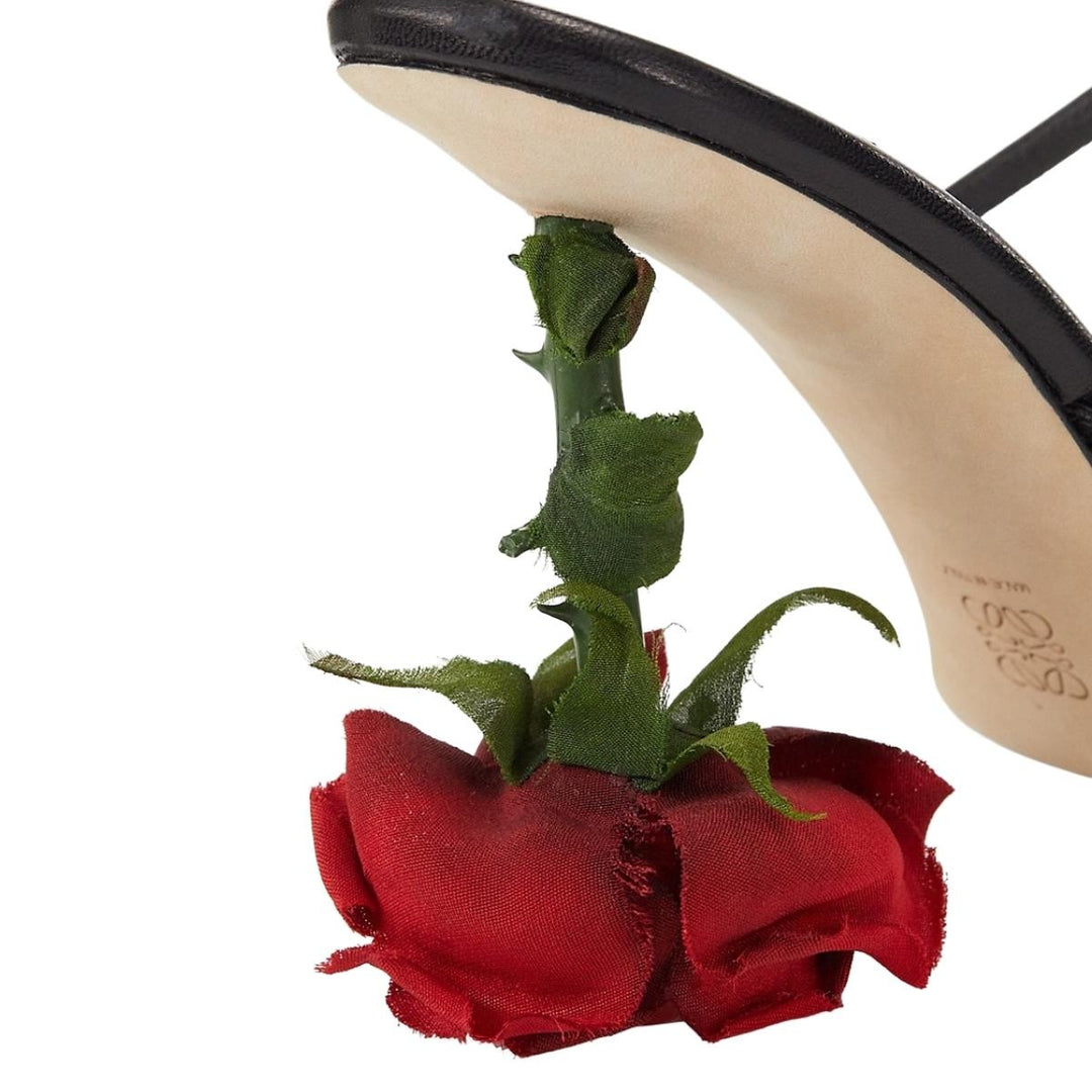 Rose Heel Leather Mules