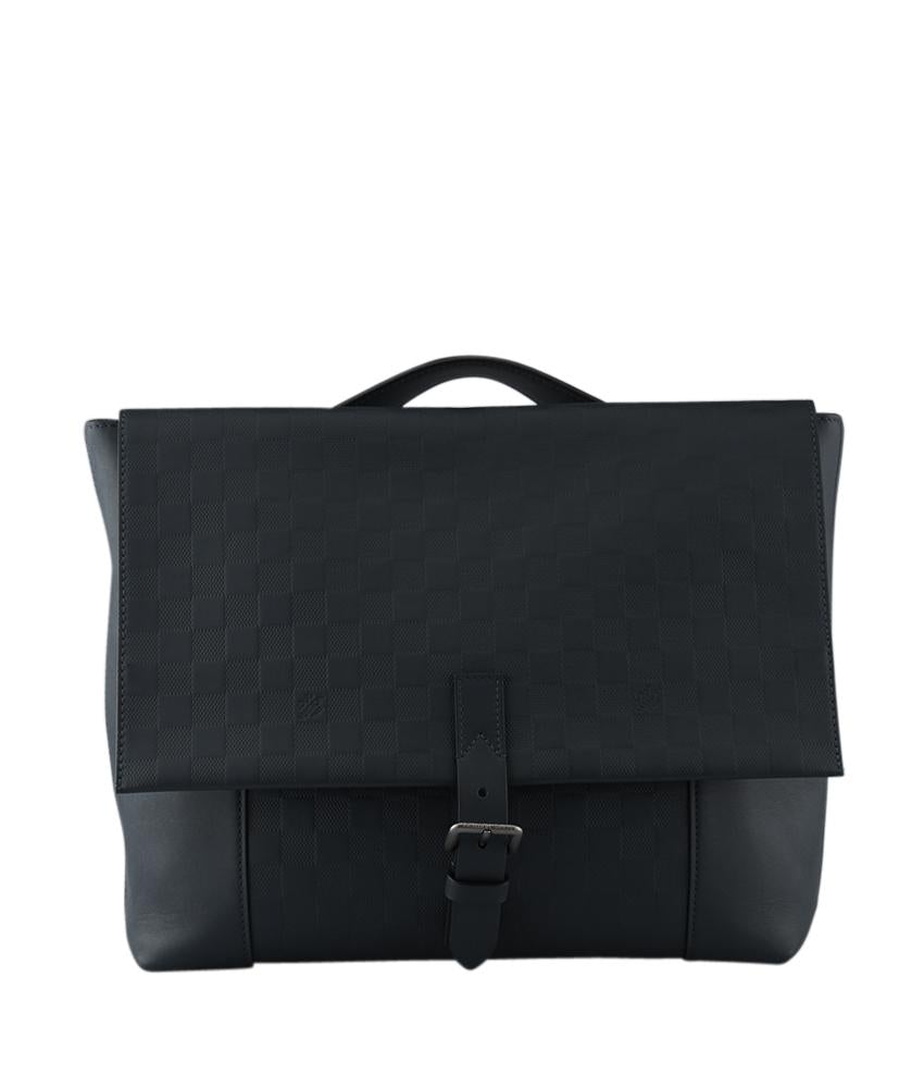 L*V N41483 Loft Cosmos Blue Infini Leather Business Bag