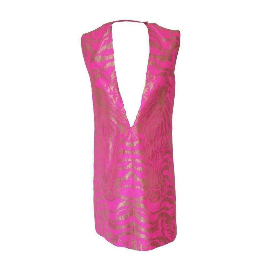 Gold Tiger Print Open Back Dress