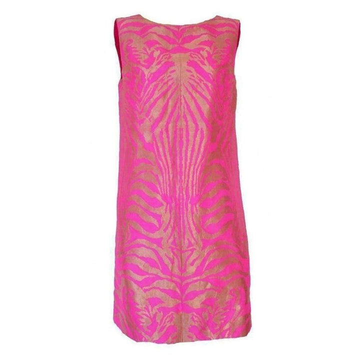 Manish Arora-Manish Arora Pink & Gold Tiger Print Open Back Dress - Runway Catalog