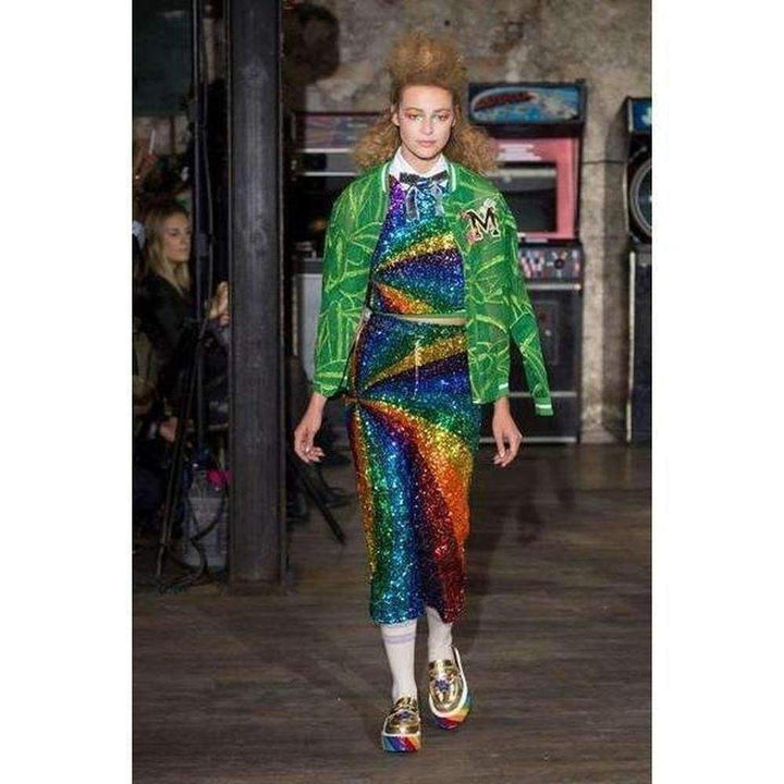 Rainbow colours sequins cocktail dress