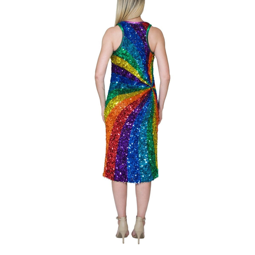 Rainbow colours sequins cocktail dress