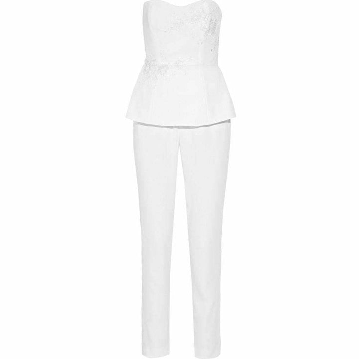 Embellished Crepe Ivory Jumpsuit