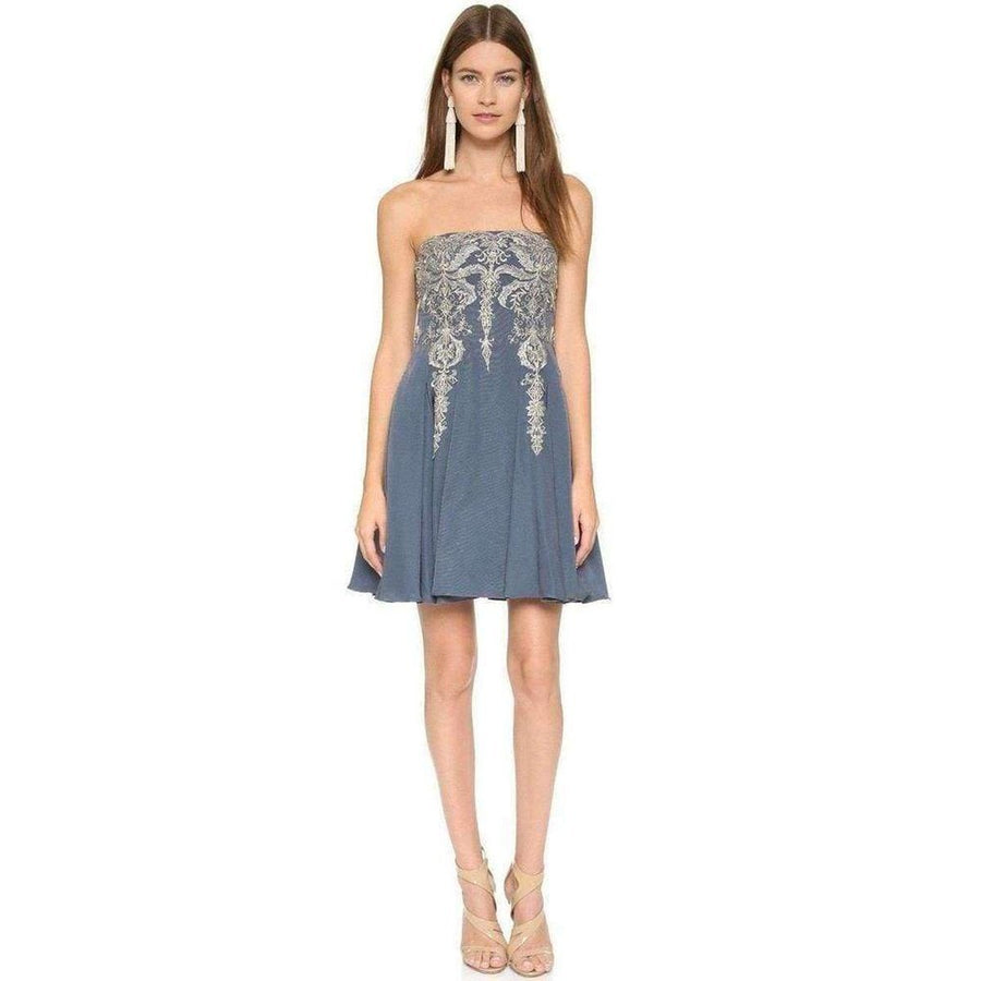 Marchesa Notte-Embroidered Floral Strapless Dress - Runway Catalog