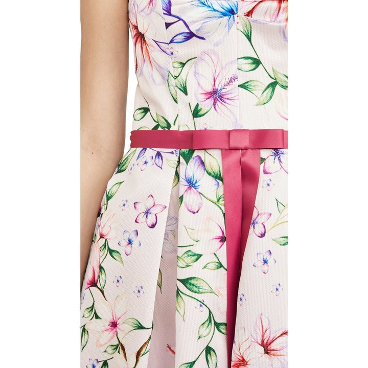Strapless Printed Mikado Corseted Gown
