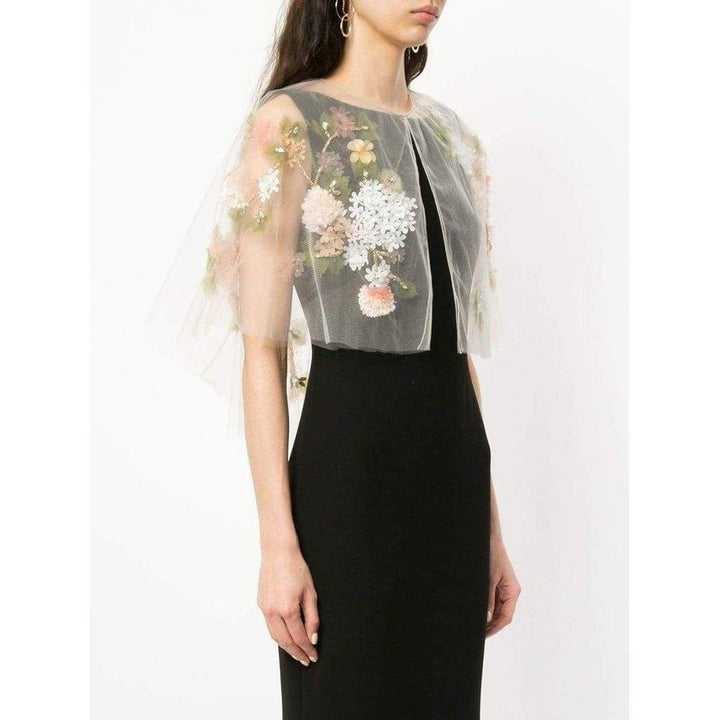 Tulle Capelet with 3d Flowers
