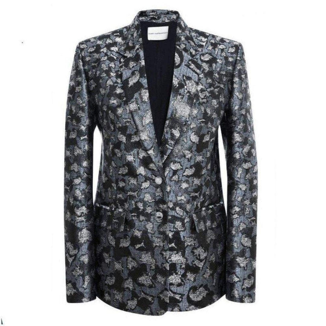 Mary Katrantzou-Dark Lame Cookie Cutter Silk Blend Blazer - Runway Catalog