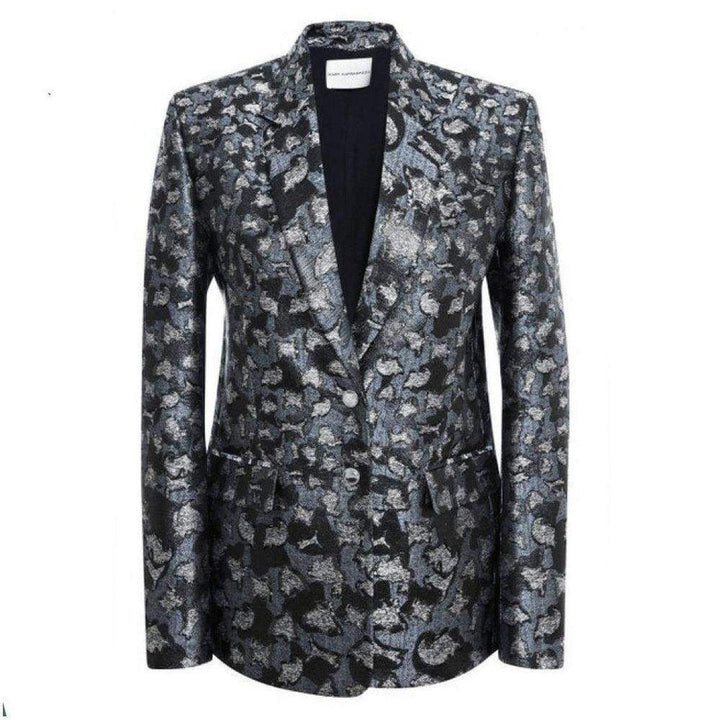 Mary Katrantzou-Dark Lame Cookie Cutter Silk Blend Blazer - Runway Catalog