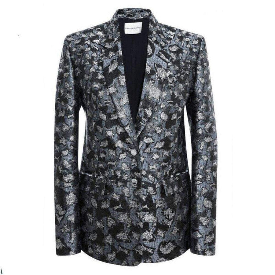 Mary Katrantzou-Dark Lame Cookie Cutter Silk Blend Blazer - Runway Catalog